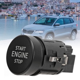Engine start stop button switch, 3V0905217 3V0905217A Fast Response, Round Engine Start Push Button, Ignition Starter Replacement for Karoq Kodiaq Octavia Scala