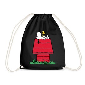 Spreadshirt Peanuts Snoopy And The Dog Kennel Gym Bag, black