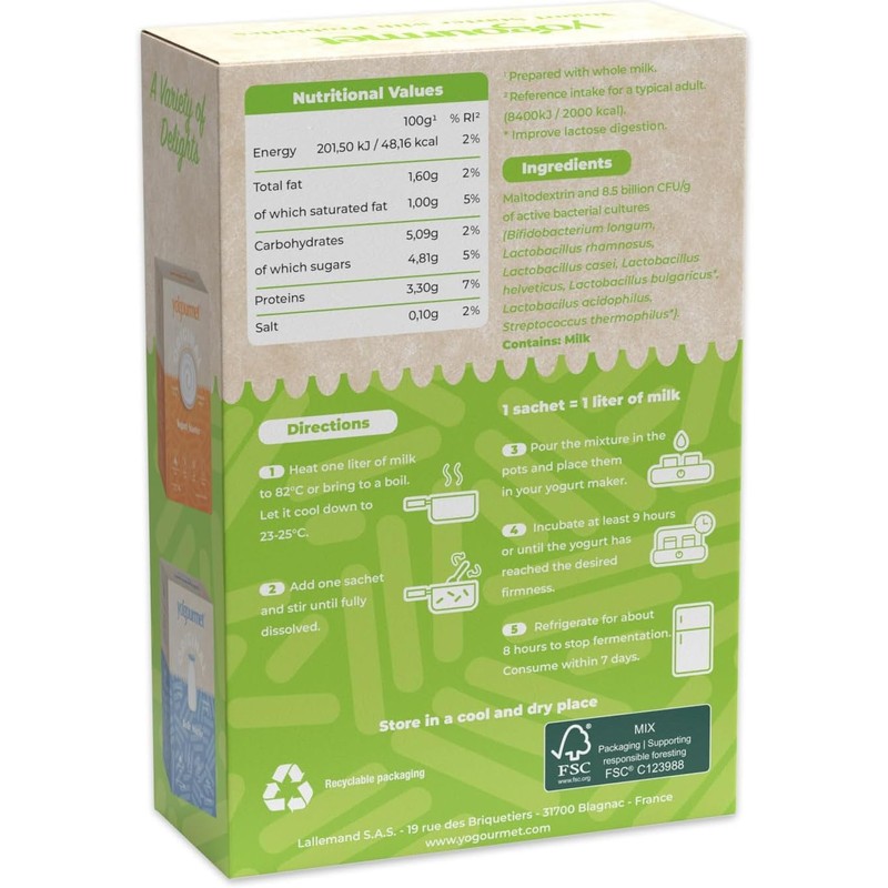 Yogourmet - Probiotic Yogurt Starter (6 Sachets = 6 Liters)