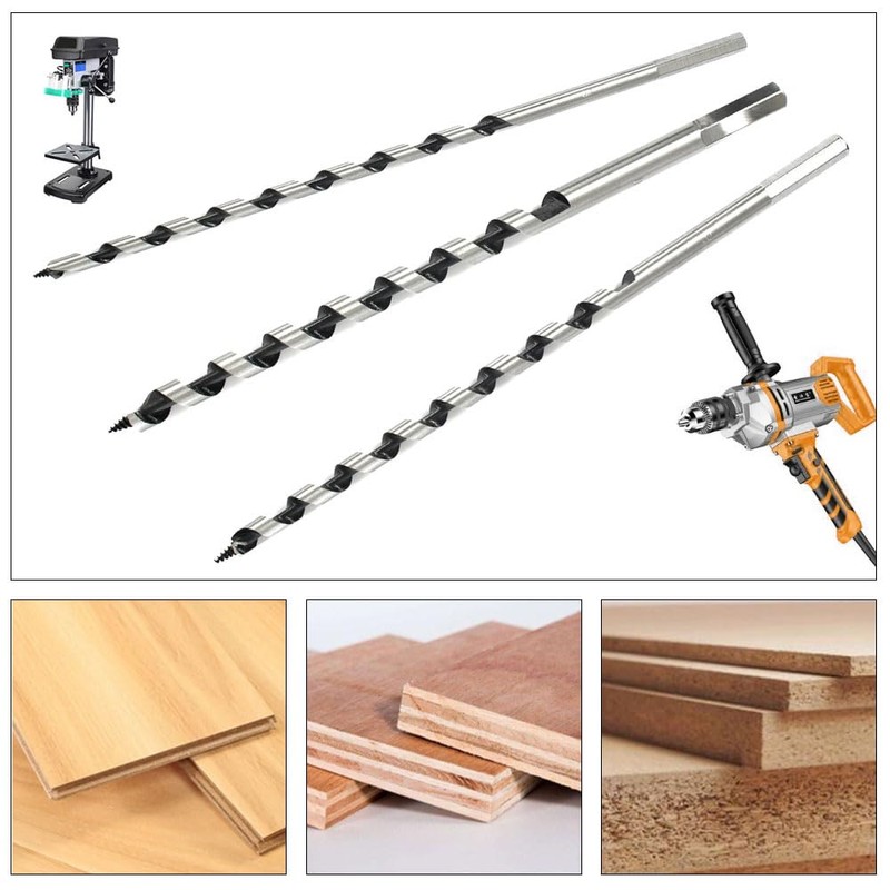 3 Pcs Long Wood Drill Bits Set Woodworking Drill Bit