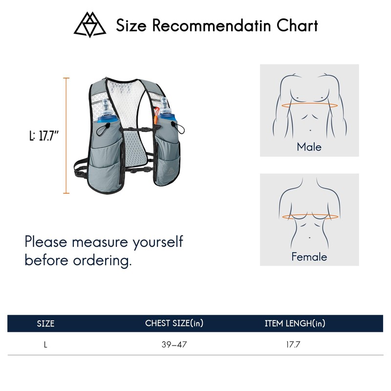 Haimont Running Vest Hydration with 2 TPU Soft Flasks for