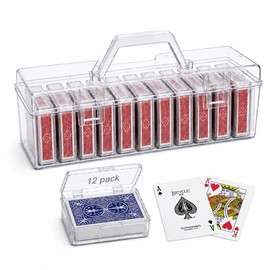 12 Pcs Playing Card Case with Large Box, Clear Trading Card Storage Organizer with Handle, Portable Card Game Storage Box for Playing Cards,Business Cards