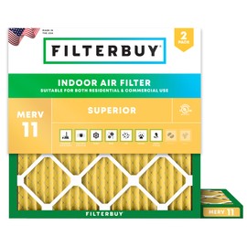 Filterbuy 10x10x1 Air Filter MERV 11 Allergen Defense (2-Pack), Pleated HVAC AC Furnace Air Filters Replacement (Actual Size: 9.50 x 9.50 x 0.75 Inches)
