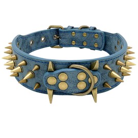 Beirui Sharp Spiked Studded Dog Collar - Stylish Leather Dog Collars - 2 Inch in Width Fit Medium & Large Dogs