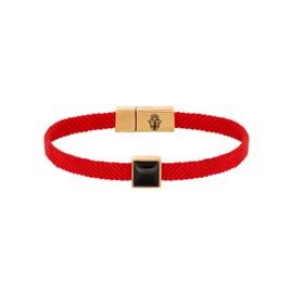 KARMA AND LUCK Red String Bracelet with Black Onyx, Jade, Tiger Eye, Lapis Lazuli - Rhodium Plated Brass, Handmade in Thailand, Available in 6.5", 7", 7.5" Lengths