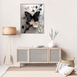 Butterfly Stamped Cross Stitch Kits - Flowers Needlepoint Counted Cross Stitch Kits for Beginners Adults Flowers Patterns Dimensions Needlecrafts Embroidery Kits Arts and Crafts