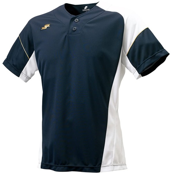 SSK BT2290 Men's Baseball T-Shirt, Baseball Wear, Navy × white (7010)