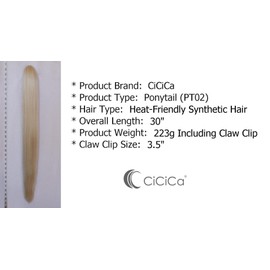 CiCiCa –“PT02”, Ponytail Hair Extensions, 30" Long Straight Ponytails, Bleach Blonde Ponytail Extension Claw Clip Blonde, Drawstring Ponytail Blonde, Heat-Resistant Synthetic Pony for Women.