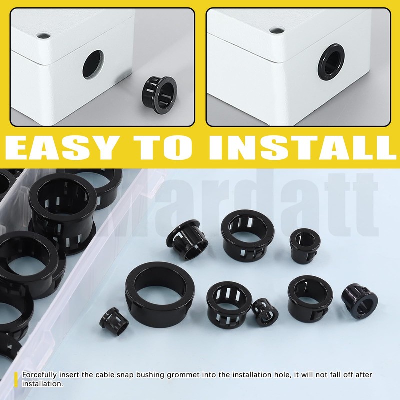 Mardatt 170Pcs 6 Sizes Round Cable Snap Bushing Grommets, 5/16”