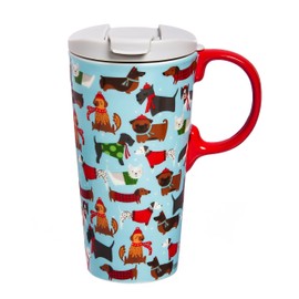 Cypress Home Beautiful Festive Fidos Ceramic Perfect Cup - 4 x 5 x 7 Inches Indoor/Outdoor home goods For Kitchens, Parties and Homes