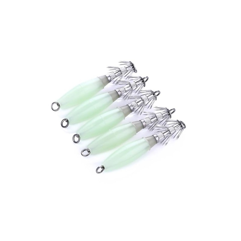FOLANDO 5pcs Luminous Saltwater Fishing Lures, Squid Octopus Fishing Squid