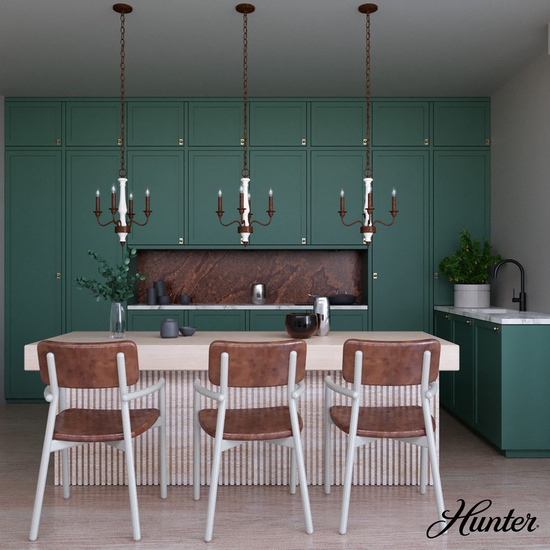 Hunter Fan Company 19279 Teren Chandelier, Distressed White