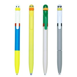 ownibox Pen Set with 4 Duck Ballpoint Pens High Quality & Colouring Pencils Children and Adults Ergonomic, Black, Ideal for School and Office