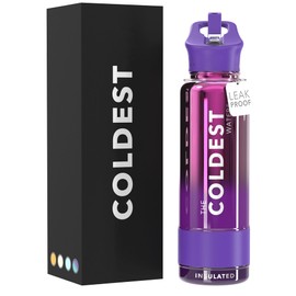 Coldest Sports Water Bottle with Straw Lid Vacuum Insulated Stainless Steel Metal Thermos Bottles Reusable Leak Proof Flask for Sports Gym (Purple Nova, 40 oz)