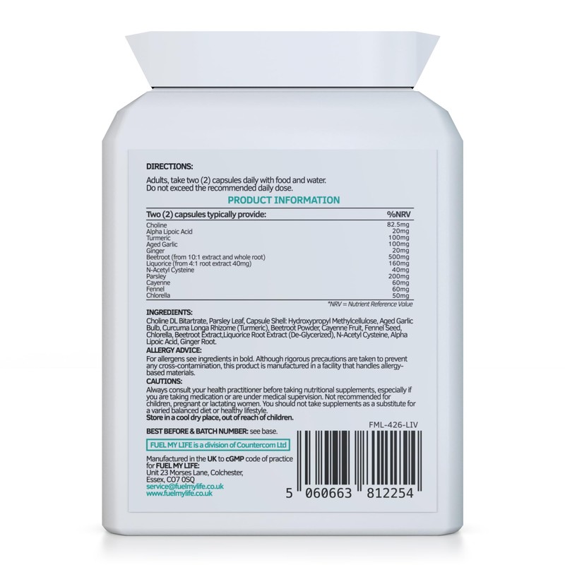 LivCleanse 60 Capsules – Choline, Alpha Lipoic Acid, N-Acetyl Cysteine