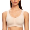 MELENECA Women's Front Fastening Wirefree Post Surgery Plus Size Back
