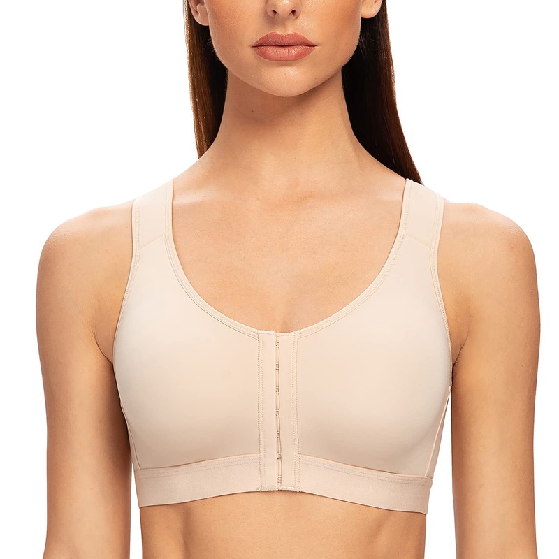 MELENECA Women's Front Fastening Wirefree Post Surgery Plus Size Back
