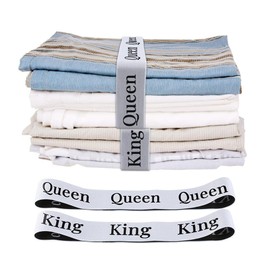 FGY 8PCS Bed Sheet Organizer Bands, Sheet Bands for Organizing, Bed Sheet Labels Bands for Linen Closet, Elastic Bedding Straps for Bed Sheets, Pillowcases, Duvet (King X4, Queen X4)