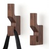 Walnut Wood Wall Peg Rack Hooks 2 Pack, Natural Wooden