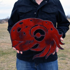 Wall hanging Squid - Decorative squid - Metal magnetic note board - Magnets included - Red Squid - Nautical decor - Business card holder