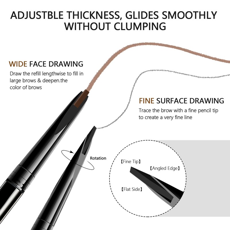Eyebrow Retractable Definer Pencil, 0.1mm Ultra Slim Waterproof Eyebrow Pencil,