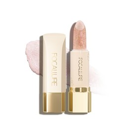 FOCALLURE Glisten Opal Hydrating Glitter Lipstick Lip Balm Set Moisturizing Glossy Cosmetic Makeup - Color: PK01 RHODOZITE (Transparent Color-Changing)