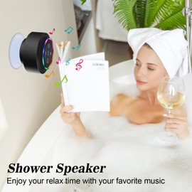 NITMTYOU NITMTYOU Bluetooth Shower Speaker, Portable Bluetooth Wireless Waterproof Speaker for Pool, Floating IP67 LED Light Bathroom Speaker with Suction Cup for Camping Beach, Valentines Electronic Gifts