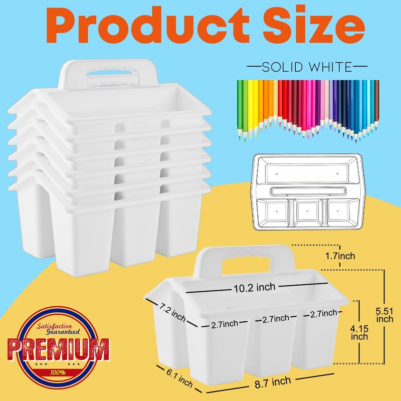 Classroom Caddy Storage Basket with Handle, 6 Pack Plastic Arts