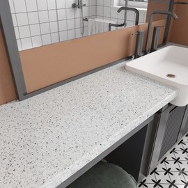 CRE8TIVE White Granite Peel and Stick Wallpaper Terrazzo Effect Removable Wallpaper Sticky Back Plastic Vinyl Wrap for Furniture Bathroom Wallpaper Waterproof Backsplash for Kitchen Vinyl 30cm x 200cm