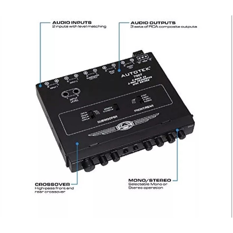 Autotek 7007 1/2 DIN 4-Band 2-Way Equalizer/Cros