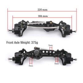 RZXYLRC Aluminum Alloy Portal Axle Complete Front Axle for Axial SCX10 III AXI03007 1/10 RC Crawler Upgrades (Black, Front)