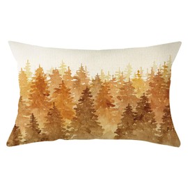 Ogiselestyle Watercolor Fall Trees Throw Pillow Cover 12x20 Inch, Autumn Thanksgiving Harvest Farmhouse Decoration for Sofa Couch