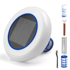 Solar Pool Ionizer for Above Ground Pool Up to 35,000 Gal Floating Pool Cleaner Ionizer for Pool Ionizer for Inground Pool Solar Copper Pool Ionizer (White)