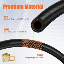 Fuel Hose, 3 Metres, 6 mm Petrol Hose, Oil and Diesel Hose with 10 Hose Clamps, Flexible Hose for Car, Motorcycle, Small Engines