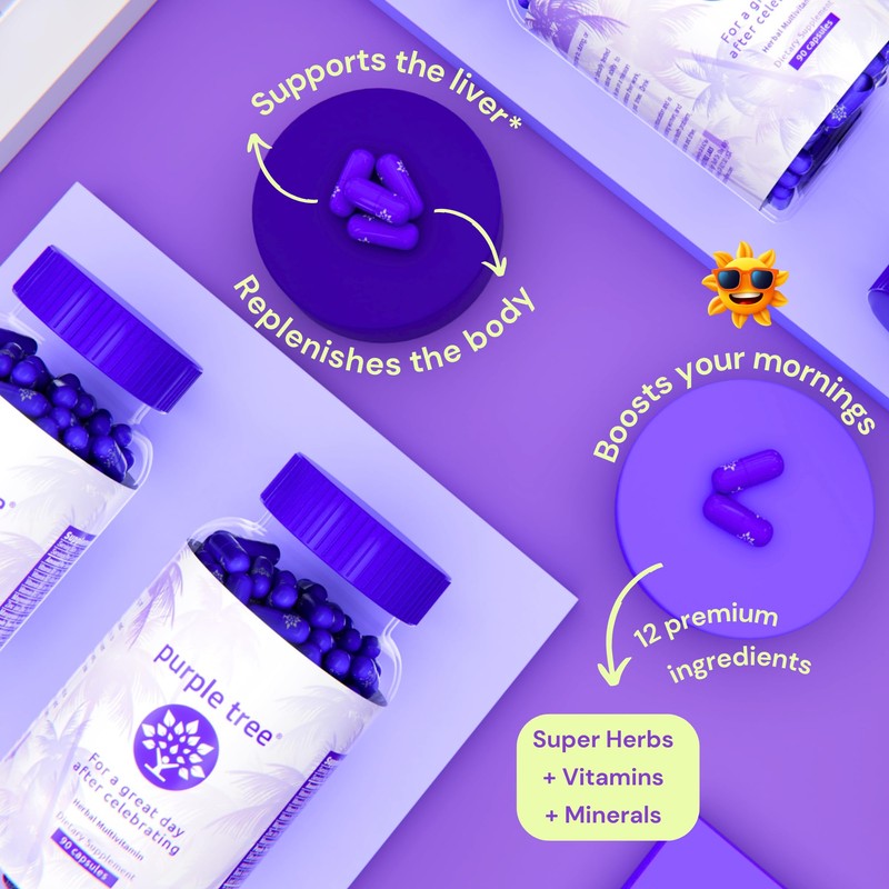 purple tree Post-Celebration Wellness Vitamins | Liver Support, Rapid Hydration,