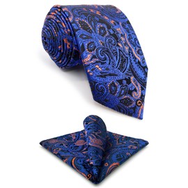 S&W SHLAX&WING Neckties for Men Orange Blue Neck Tie Set Classic Size Pack