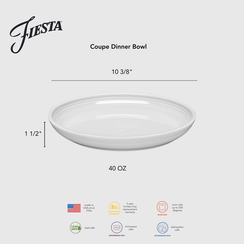 Fiesta® Coupe Dinner Bowl Plate 10.375” Dinner Plate 40 oz