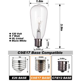 Adirxon 10-Pack ST40 Replacement Light Bulbs for Outdoor String Lights, Durable Glass & E17 Base, Dimmable 2200K Warm White, Safely Packaged Edison Bulbs for Patio, Bistro, Party