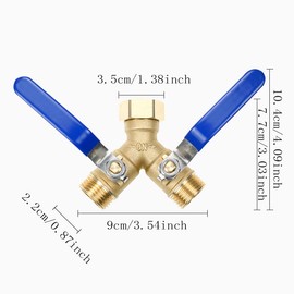 BH Water Hose Splitter 2 Way Heavy Duty，3/4" Water Spigot Splitter High Flow Spigot Brass Garden Hose Splitter with Stainless Steel Handle for Outdoor Faucet, Lawn, Garden Irrigation & Car Washing