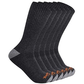 Timberland PRO Men's 6-Pack Performance Crew Length Socks, Charcoal, Large