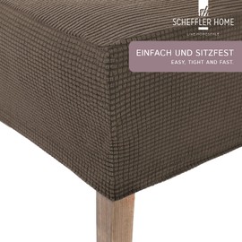 SCHEFFLER-Home Chair Covers Stretch Sofia / Stretch Chair Covers Taupe Set of 2 / Elastic Chair Covers Swing Chairs / Flannel Stretch Chair Covers High-Back Chair with Elastic Band
