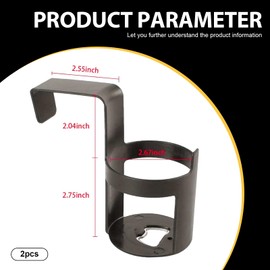Neferta 2 PCS Car 2.55" x 4.52" Hanging Water Cup Holder, ABS Plastic Portable Seat Armrest Window Ready-to-use Gap Plug-in Drink Holder, Storage Accessories, for Most Cars, Trucks and SUVs (Black)