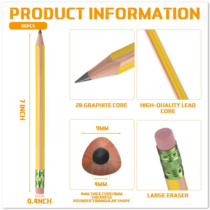 Seajan 96 Pcs Jumbo Pencils, Big, Fat, Thick, Triangular Grip
