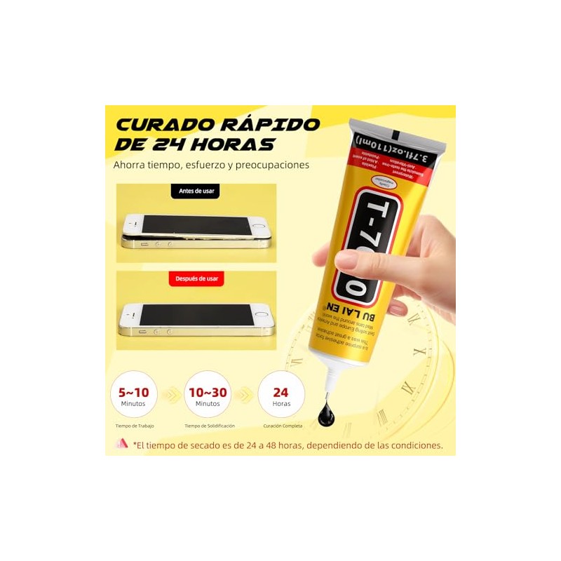 LISAPRO Pegamento Silicona Negra T-7000, Kit 3 Piezas 110ml con