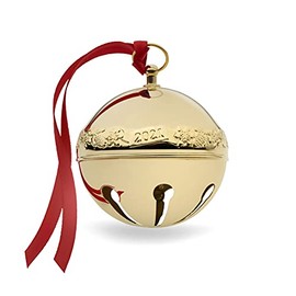 Wallace 32nd Edition 2021 Gold Plated Sleigh Bell Ornament, Gold