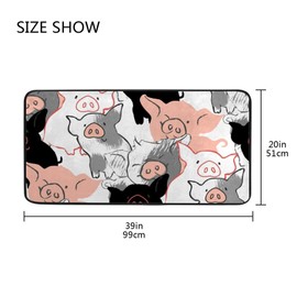 Hapuxt Long Kitchen Rugs Colorful Pig Area Rug Floor Comfort Mats Non Slip Anti-Fatigue Absorbent Washable Polyester Mat for Laundary Farmhouse Kitchen 39x20 Inch