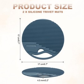 uxcell 2 Pcs Silicone Trivet Mat, 6.7 Inch Round Trivets for Hot Pots and Pans Multi-Purpose Heat Resistant Trivet Holders for Pots & Hot Dish, Countertops, Coasters, Dark Blue