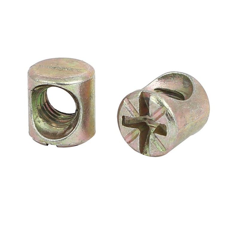 sourcingmap M6 x 10mm Cross Dowel Slotted Metal Barrel Nuts