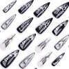 Pack of 24 Gothic Black Stick-On Nails, Long Stiletto, French