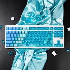 Crystal Clear keycaps+ PBT Keycaps, Blue Transparent Keycaps 75 Percent, Shine Through Keyboard KeyCaps, Cherry Profile Keycap for 100% 75% 65% 60% Mx Switches Gaming Mechanical Keyboard (156 Keys)